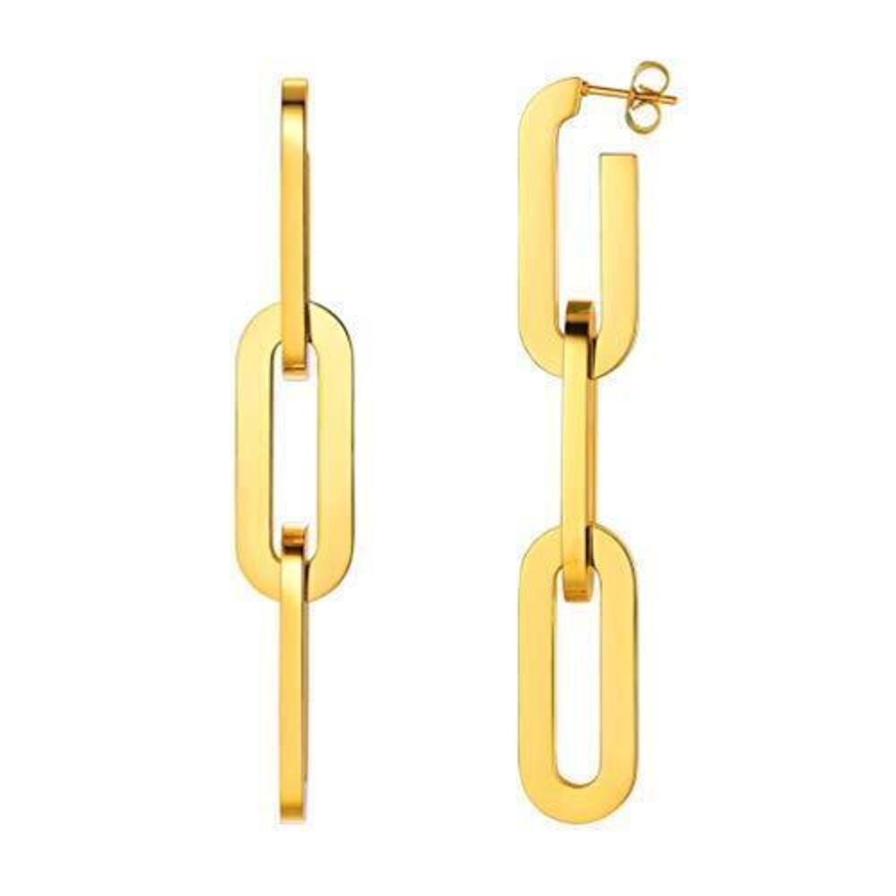 5434 Oversize Statement Earrings 18K Gold Plated Long Dangle Square Hoop